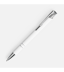 Ручка шариковая Keskus Soft Touch, белая с логотипом