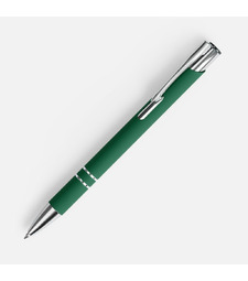 Ручка шариковая Keskus Soft Touch, зеленая с логотипом
