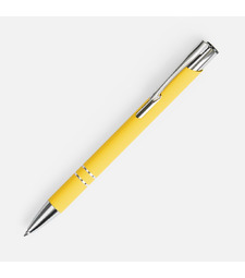 Ручка шариковая Keskus Soft Touch, желтая с логотипом