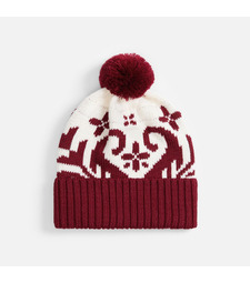 Шапка Wintertude, красная с белым с логотипом