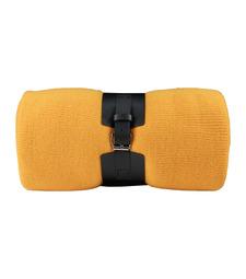 Плед  "Belt"; жёлтый; 130 х 180 см; 100% акрил, с поясом с логотипом