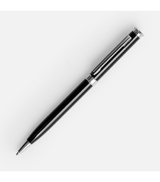 Ручка шариковая Finn Chrome, черная с логотипом