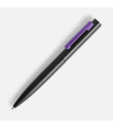 Ручка шариковая Inkolor, черная с фиолетовым с логотипом