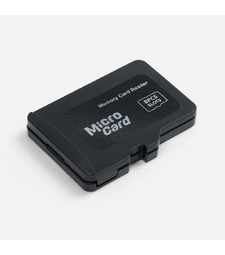 Органайзер для карт памяти и SIM с кардридером Multitask, черный с логотипом