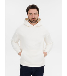 Худи оверсайз унисекс Snuggie, молочно-белое с логотипом