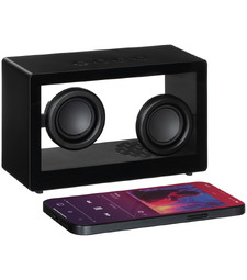 Bluetooth-колонка со светомузыкой Sensofonic, черная с логотипом