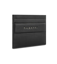 Портмоне для кредитных карт BUGATTI НОМ | NOME, с защитой данных RFID, черное, натуральная воловья кожа, 10,2х0,3х8,2 см с логотипом