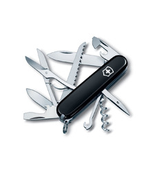 Нож перочинный VICTORINOX Huntsman, 91 мм, 15 функций, чёрный с логотипом