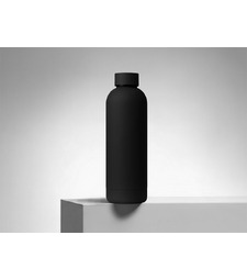 Вакуумная термобутылка Cask Waterline, soft touch, 500 мл, черный с логотипом