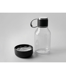 Бутылка для воды 2-в-1 Dog Bowl Bottle со съемной миской для питомцев, 1500 мл, черный с логотипом