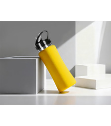 Бутылка для воды Bottle C1, сталь, soft touch, 600 мл, желтый с логотипом
