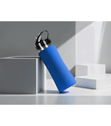 Бутылка для воды Bottle C1, сталь, soft touch, 600 мл, синий с логотипом