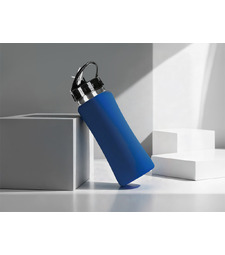 Бутылка для воды Bottle C1, сталь, soft touch, 600 мл, темно-синий с логотипом