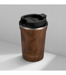 Термокружка CAFe COMPACT, 380 мл, wood с логотипом