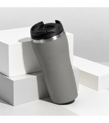 Термокружка Double wall mug C1, soft touch, 350 мл, серый с логотипом