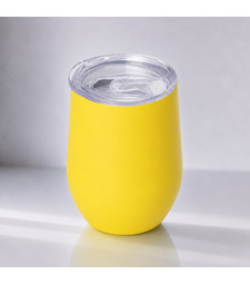 Термокружка Vacuum mug C1, soft touch, 370мл, желтый с логотипом