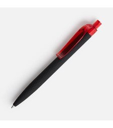 Ручка шариковая Prodir QS01 PRT-T Soft Touch, черная с красным с логотипом