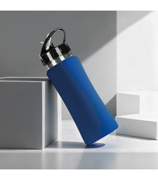 Бутылка для воды Bottle C1, сталь, soft touch, 600 мл, темно-синий (Р) с логотипом
