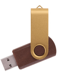 Флешка TWIST WOOD COLOR Темное дерево с золотистым 4014.32.17.4ГБ с логотипом