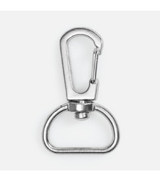 Застежка-карабин Snap hook, M, серебристая (хром) с логотипом