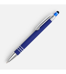 Ручка шариковая Sansen Soft Touch со стилусом, синяя с логотипом