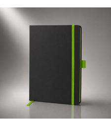 Блокнот ColorNote Black, твердая обложка A5, 80 листов, черный с зеленым яблоком с логотипом