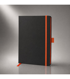 Блокнот ColorNote Black, твердая обложка A5, 80 листов, черный с оранжевым с логотипом