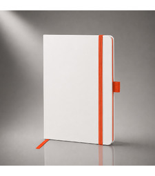 Блокнот ColorNote White, твердая обложка A5, 80 листов, белый и оранжевый с логотипом