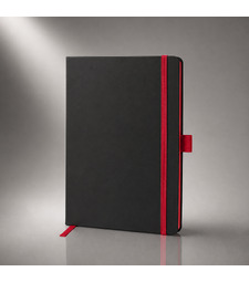 Блокнот ColorNote Black, твердая обложка A5, 80 листов, черный с красным (Р) с логотипом