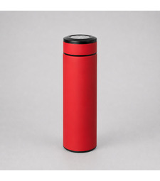 Вакуумный термос Vacuum Flask C1, soft touch, 420мл, красный с логотипом