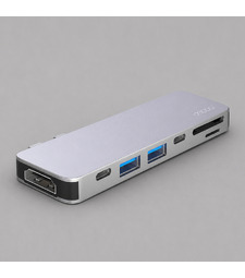 USB-C адаптер для MacBook 7-в-1, серебро, Deppa с логотипом