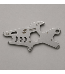 Мини-мультитул карманный Stinger, 60 x 31 мм, 5 функций, акула, нержавеющая сталь, серебристый, в блистере с логотипом
