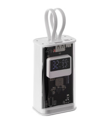 Аккумулятор с быстрой зарядкой Trellis Geek 10000 мАч, белый с логотипом