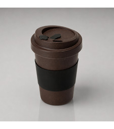 Стакан из кофе с силиконовой манжетой Latte, коричневый с логотипом