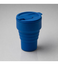 Силиконовый складной стакан GoCup, индиго с логотипом