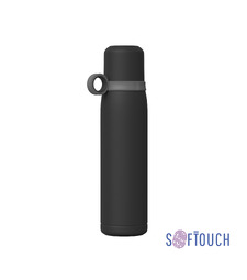 Термос "Урал" 600 мл, покрытие soft touch, черный с логотипом