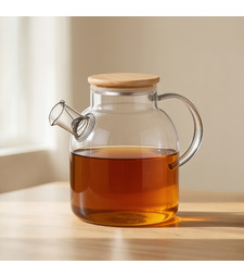 Стеклянный чайник с бамбуковой крышкой Sencha M с логотипом