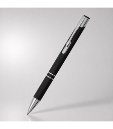Ручка металлическая шариковая C1 софт-тач, черный с логотипом