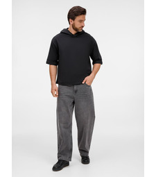 Футболка оверсайз унисекс с капюшоном Neofit, черная с логотипом