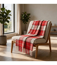 Плед акриловый в клетку Tartan, красный с логотипом