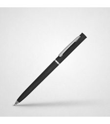 Ручка шариковая Navi soft-touch, черный с логотипом