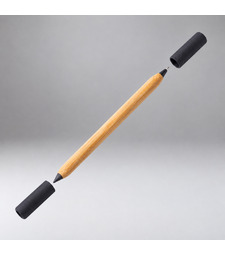 Вечный карандаш и ручка из бамбука Black bamboo, натуральный и черный с логотипом