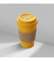 Термокружка Muffin из натуральных волокон, желтый с логотипом