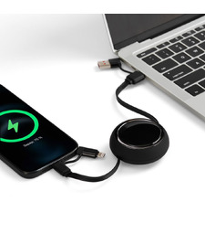 Складной кабель с переходниками pocketCoil, черный с логотипом