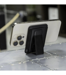 Картхолдер magsafe с подставкой для смартфона Wally stand, черный с логотипом