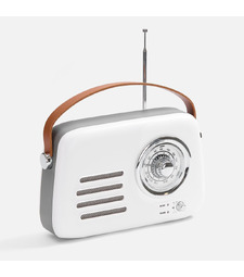Bluetooth-колонка с радио Retronica, белая с логотипом