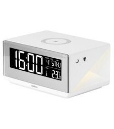 Часы с беспроводным зарядным устройством Rombica Timebox 2, белый с логотипом