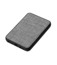 Портативное зарядное устройство из rPET Reborn, 5000 mAh, серый с логотипом