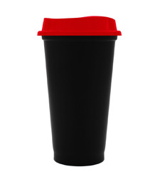 Стакан с крышкой Color Cap Black, черный с красным с логотипом