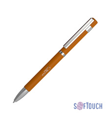 Ручка шариковая "Mars", покрытие soft touch, оранжевый с логотипом